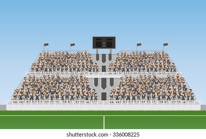 Sport Soccer Fans of Black Team Cheering In The Grandstand. Vector