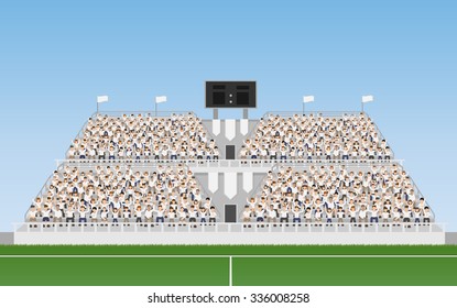 Sport Soccer Fans of White Team Cheering In The Grandstand. Vector