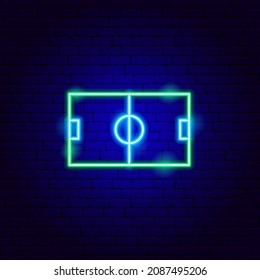 Sport Soccer Field Neon Sign. Vector Illustration of Traning Promotion.