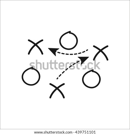 Sport soccer football tactics strategy simple icon on background