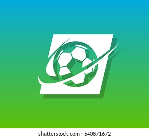 Sport Soccer logo icon with swoosh graphic element