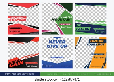 Sport Social Media Banner Post Template Collection Premium Vector