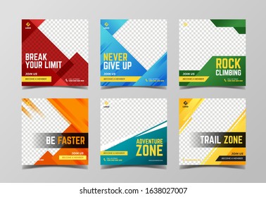Sport Social Media Post Template. Adventure, Climbing And Extreme Sport Banner