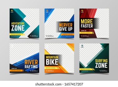 Sport Social Media Post Template. Adventure, Racing Sport And Extreme Sport Banner