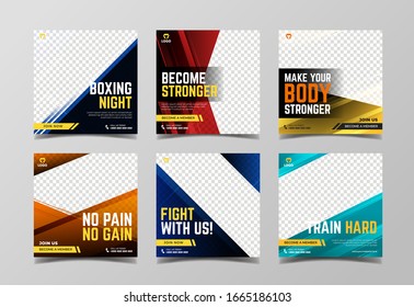 Sport social media post template for boxing club and martial art banner