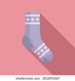 Vector plano del icono del calcetín deportivo. Colección de invierno. Kid sock