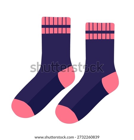 Sport socks in flat vector style for athletic and fitness activities. Ideal for sports apparel sets, workout visuals, and lifestyle designs.