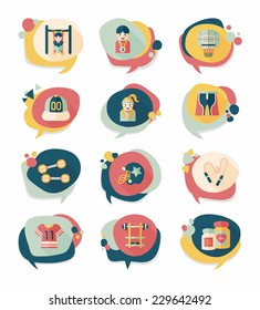 Sport speech bubble flat banner design background set, eps10