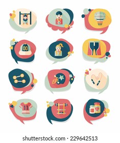 Sport speech bubble flat banner design background set, eps10