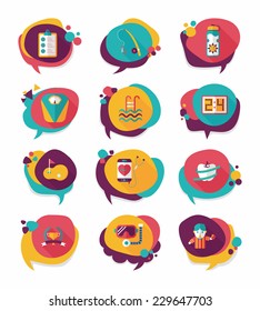 Sport speech bubble flat banner design background set, eps10