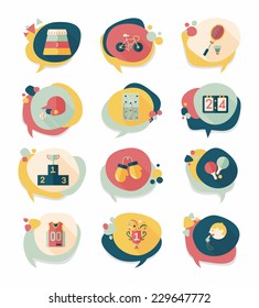 Sport speech bubble flat banner design background set, eps10