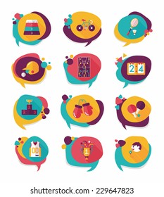Sport speech bubble flat banner design background set, eps10
