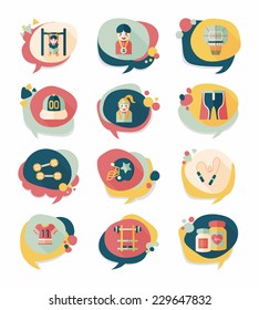 Sport speech bubble flat banner design background set, eps10