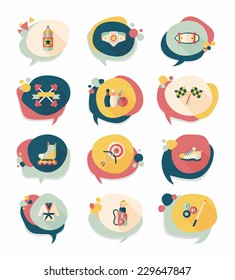 Sport speech bubble flat banner design background set, eps10