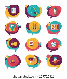 Sport speech bubble flat banner design background set, eps10