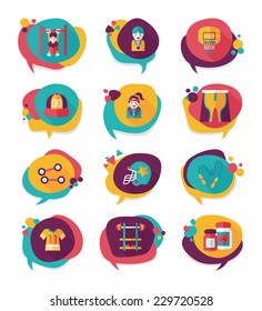 Sport speech bubble flat banner design background set, eps10