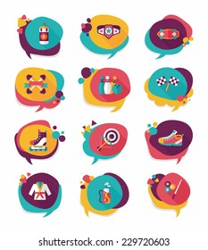 Sport speech bubble flat banner design background set, eps10