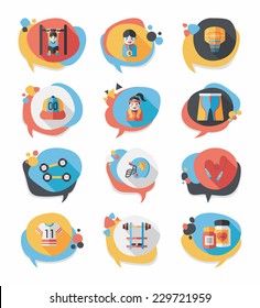 Sport speech bubble flat banner design background set, eps10