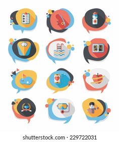 Sport speech bubble flat banner design background set, eps10