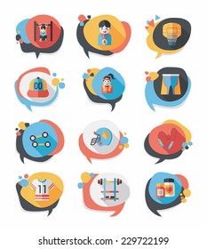 Sport speech bubble flat banner design background set, eps10