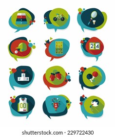 Sport speech bubble flat banner design background set, eps10