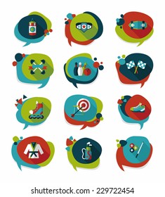 Sport speech bubble flat banner design background set, eps10