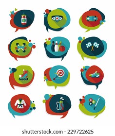 Sport speech bubble flat banner design background set, eps10