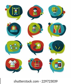 Sport speech bubble flat banner design background set, eps10