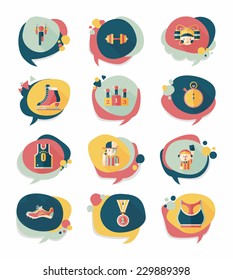 Sport speech bubble flat banner design background set, eps10