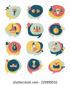 Sport speech bubble flat banner design background set, eps10