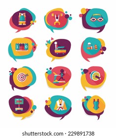 Sport speech bubble flat banner design background set, eps10