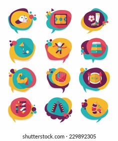 Sport speech bubble flat banner design background set, eps10