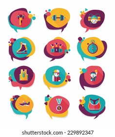 Sport speech bubble flat banner design background set, eps10
