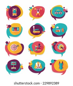 Sport speech bubble flat banner design background set, eps10