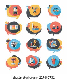 Sport speech bubble flat banner design background set, eps10