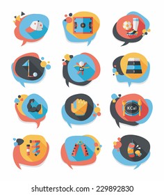 Sport speech bubble flat banner design background set, eps10
