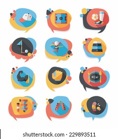 Sport speech bubble flat banner design background set, eps10
