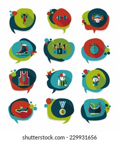 Sport speech bubble flat banner design background set, eps10