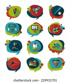 Sport speech bubble flat banner design background set, eps10
