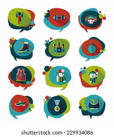 Sport speech bubble flat banner design background set, eps10