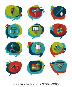 Sport speech bubble flat banner design background set, eps10