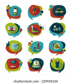 Sport speech bubble flat banner design background set, eps10