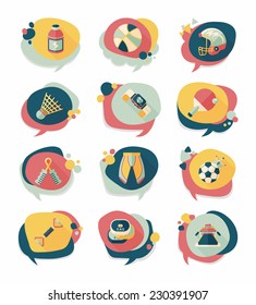 Sport speech bubble flat banner design background set, eps10
