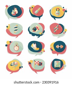 Sport speech bubble flat banner design background set, eps10