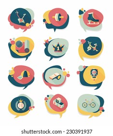 Sport speech bubble flat banner design background set, eps10