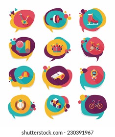 Sport speech bubble flat banner design background set, eps10