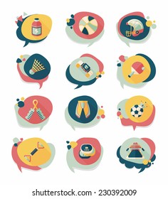 Sport speech bubble flat banner design background set, eps10