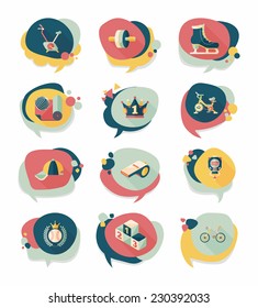 Sport speech bubble flat banner design background set, eps10