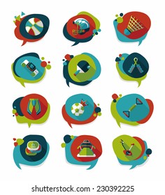Sport speech bubble flat banner design background set, eps10