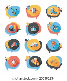 Sport speech bubble flat banner design background set, eps10